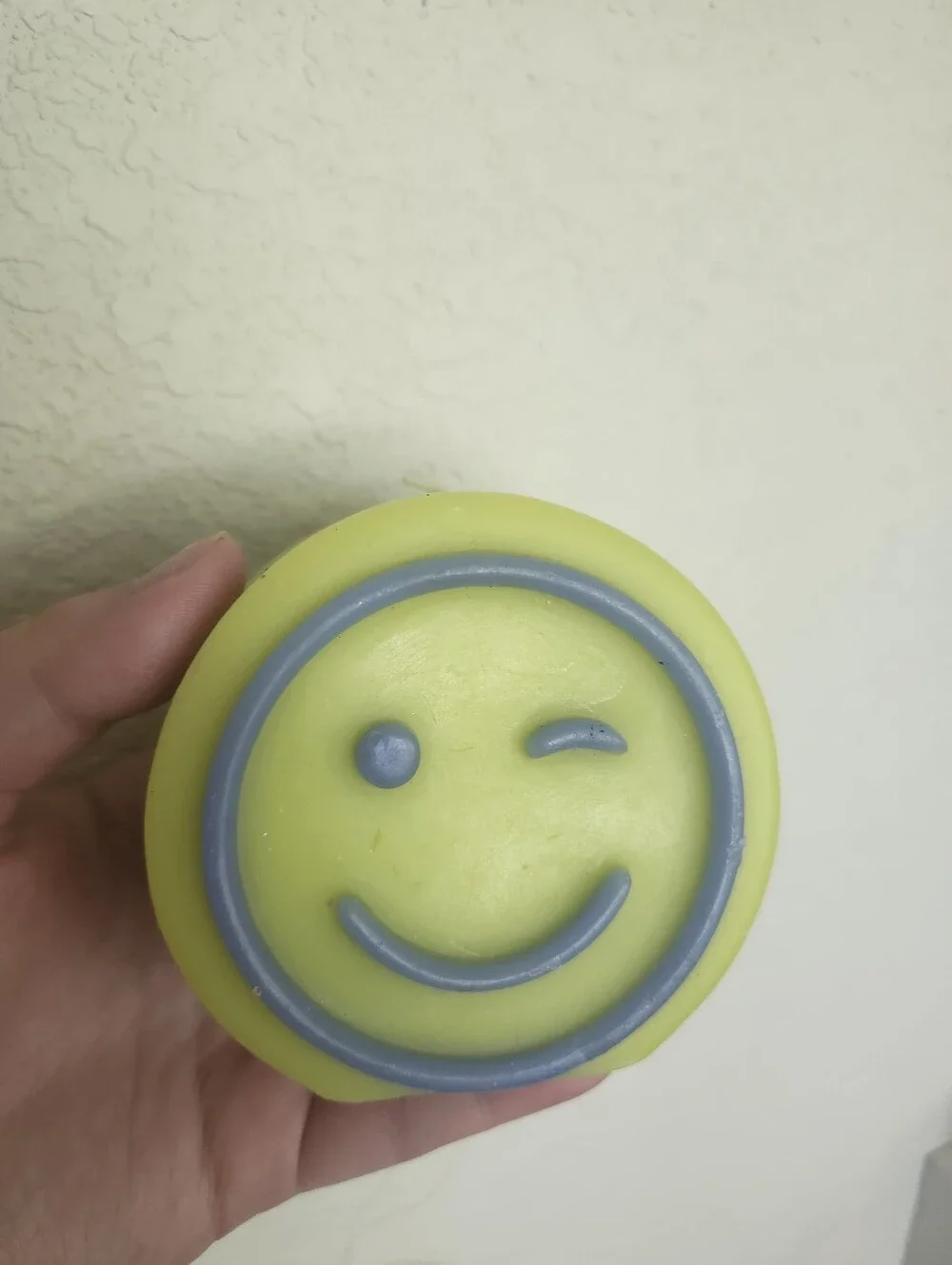 Target Lime Green Winking Smile Decorative Candle with Blue Accents